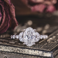 Custom Oval Lab-Grown Diamond Engagement Ring with Hidden Birthstone Accents