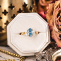 Custom Oval Lab-Grown Fancy Vivid Blue Diamond Engagement Ring in 14K Yellow Gold