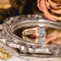 Custom Oval Lab-Grown Fancy Vivid Blue Diamond Engagement Ring in 14K Yellow Gold
