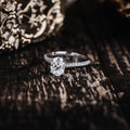 Custom Oval Moissanite Pavé Engagement Ring in White Gold
