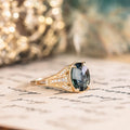 Custom Oval Rose-Cut Blue Sapphire Engagement Ring Inspired by the Amelie