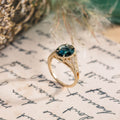 Custom Oval Rose-Cut Blue Sapphire Engagement Ring Inspired by the Amelie