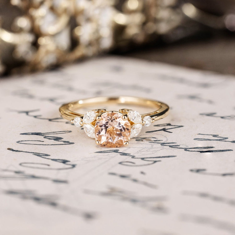 Custom Peach Morganite Engagement Ring Inspired by The Laurel