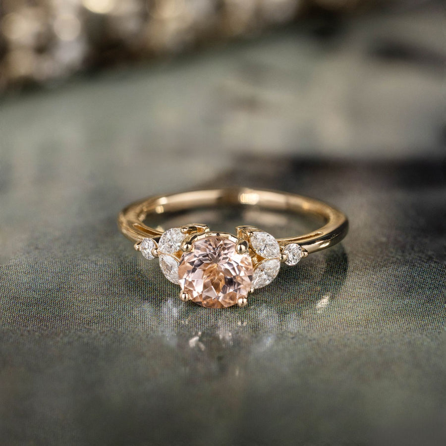 Custom Peach Morganite Engagement Ring Inspired by The Laurel