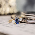 Custom Pear-Cut Blue Sapphire Three-Stone Engagement Ring in 10K Yellow Gold