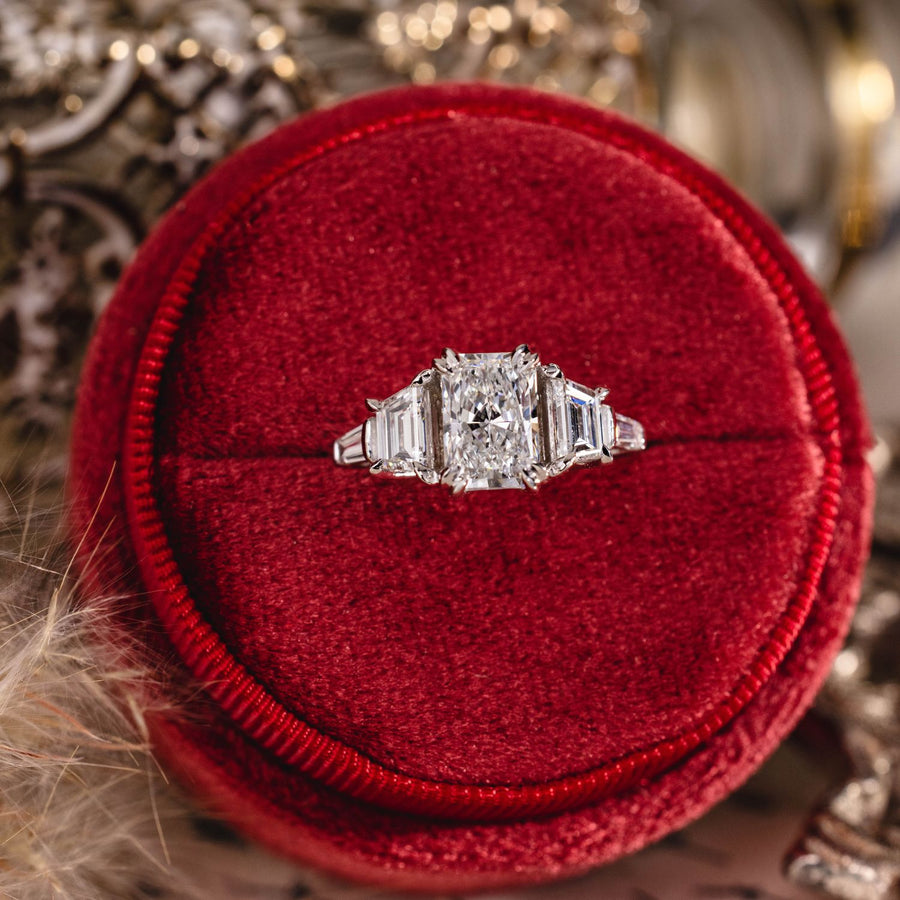 Custom Radiant Lab-Grown Diamond Engagement Ring in 14K White Gold