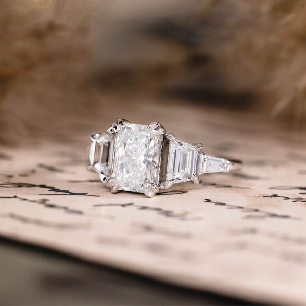 Custom Radiant Lab-Grown Diamond Engagement Ring in 14K White Gold