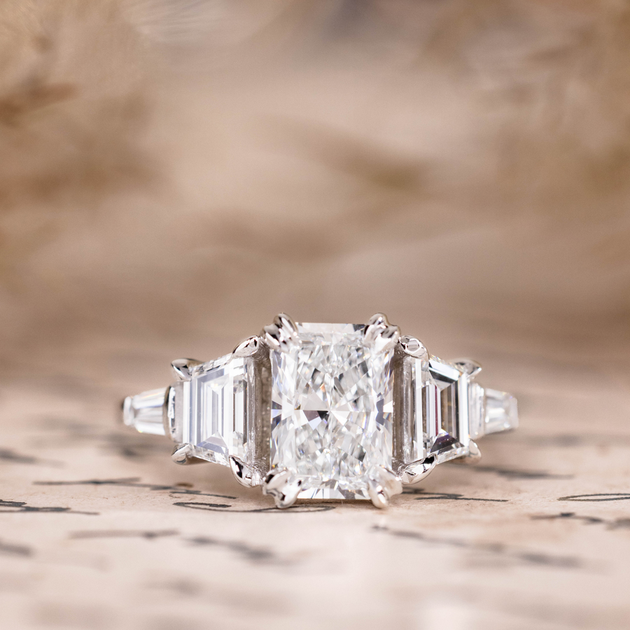 Custom Radiant Lab-Grown Diamond Engagement Ring in 14K White Gold