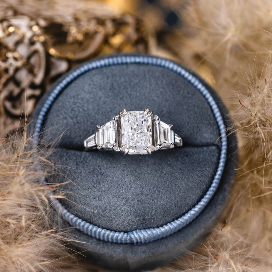 Custom Radiant Lab-Grown Diamond Engagement Ring in 14K White Gold