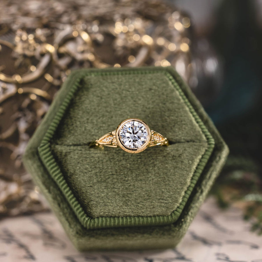Custom Round Lab-Grown Diamond Engagement Ring in 10K Yellow Gold