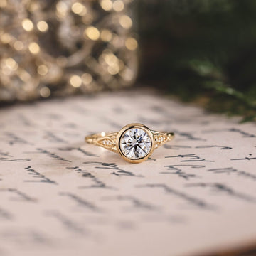 Custom Round Lab-Grown Diamond Engagement Ring in 10K Yellow Gold