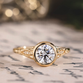 Custom Round Lab-Grown Diamond Engagement Ring in 10K Yellow Gold