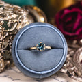 Custom Round Teal Australian Sapphire Engagement Ring in 14K Yellow Gold