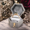 Custom Round Teal Australian Sapphire Engagement Ring in 14K Yellow Gold