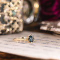 Custom Round Teal Australian Sapphire Engagement Ring in 14K Yellow Gold