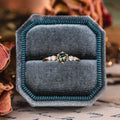Custom Round Teal Australian Sapphire Engagement Ring in 18K Yellow Gold