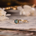 Custom Round Teal Australian Sapphire Engagement Ring in 18K Yellow Gold