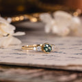 Custom Round Teal Australian Sapphire Engagement Ring in 18K Yellow Gold