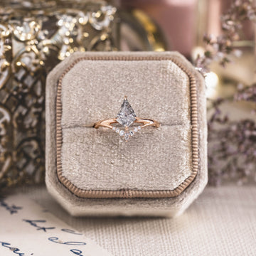 Custom Kite-Shaped Salt and Pepper Natural Diamond Engagement Ring