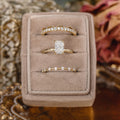 custom 3 Piece engagement ring and stackable bands set in 14K yellow gold