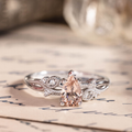White gold engagement ring with peach morganite