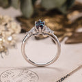 Marquise lab-grown alexandrite engagement ring in 10K white gold with diamond accents