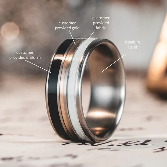 Custom Gold or Titanium Band - 3-Inlay Ring (Metal Center) – Rustic and ...