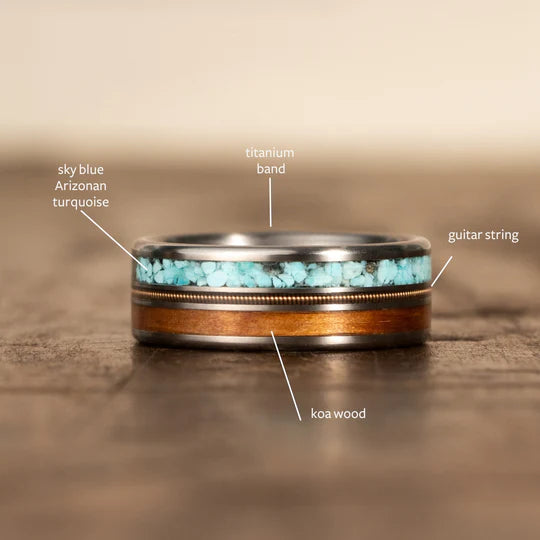 Custom Gold or Titanium Band - 3-Inlay Ring (Metal Center) – Rustic and ...