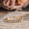 Champagne diamond wedding band in 10K yellow gold, round stones