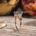 Oval fancy vivid blue lab-grown diamond engagement ring in 14K rose gold