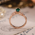Pear cut lab-grown emerald engagement ring in 14K rose gold