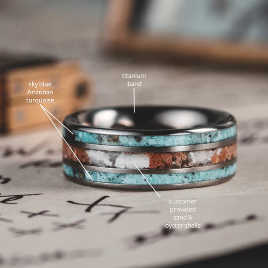 Custom Gold or Titanium Band - 3-Inlay Ring (Wide Center) – Rustic and Main