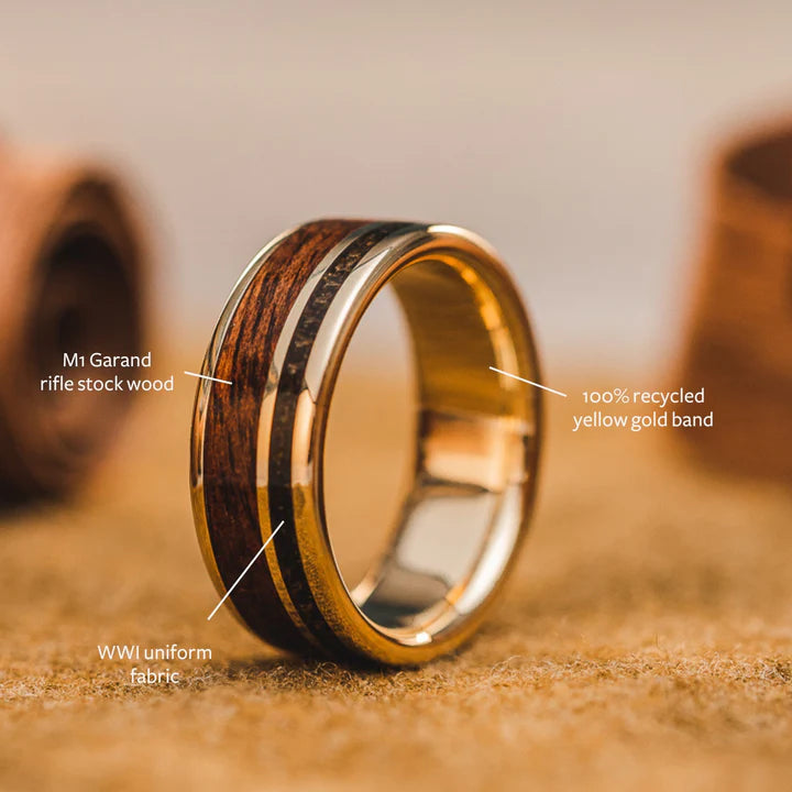 Custom Gold or Titanium Band - 2-Inlay Offset – Rustic and Main