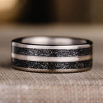 Eclipse-Mens-Titanium-Wedding-Band-Meteorite-Center-Metal-Inlay-Rustic-And-Main