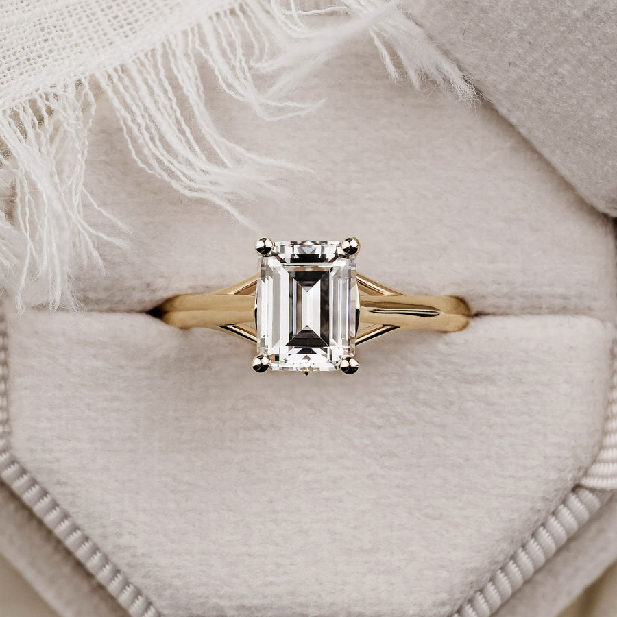 Emerald-Cut-Lab-Diamond-Engagement-Ring-Split-Shank-The-Rosalie-Rustic-And-Main