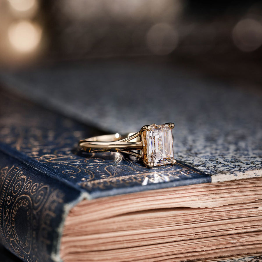 Emerald-Cut-Lab-Diamond-Engagement-Ring-Split-Shank-The-Rosalie-Rustic-And-Main