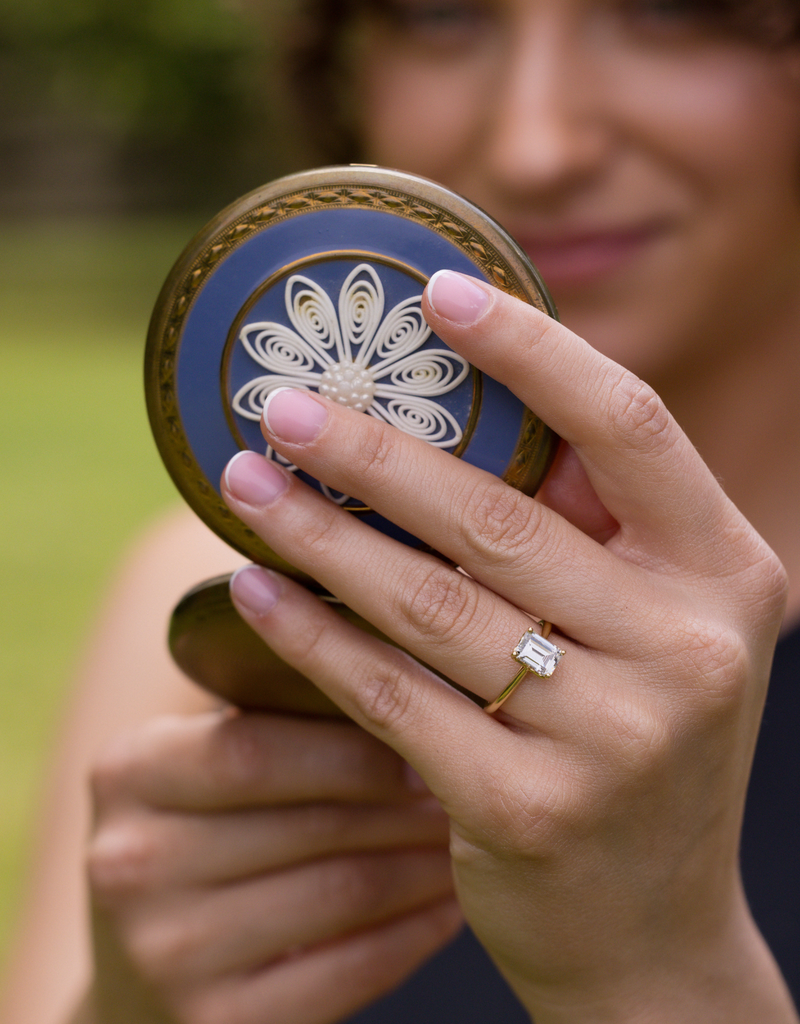 Emerald-Cut Diamond with Nature-Inspired Setting