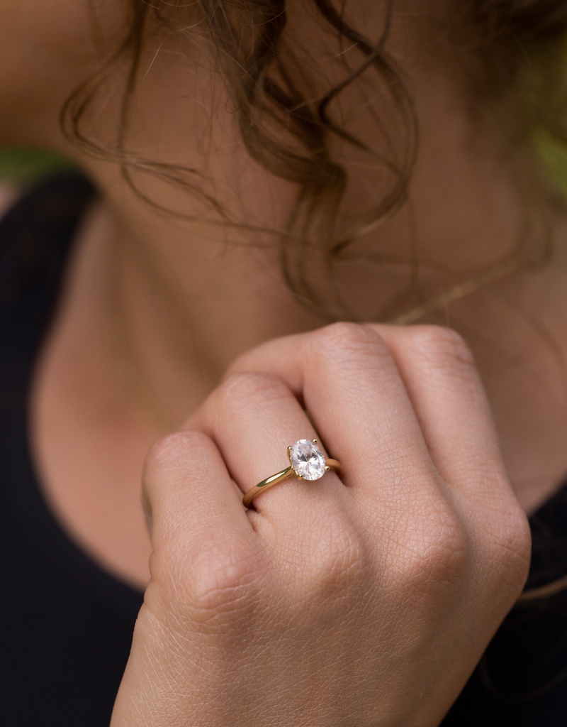 Oval Diamond with Nature-Inspired Setting