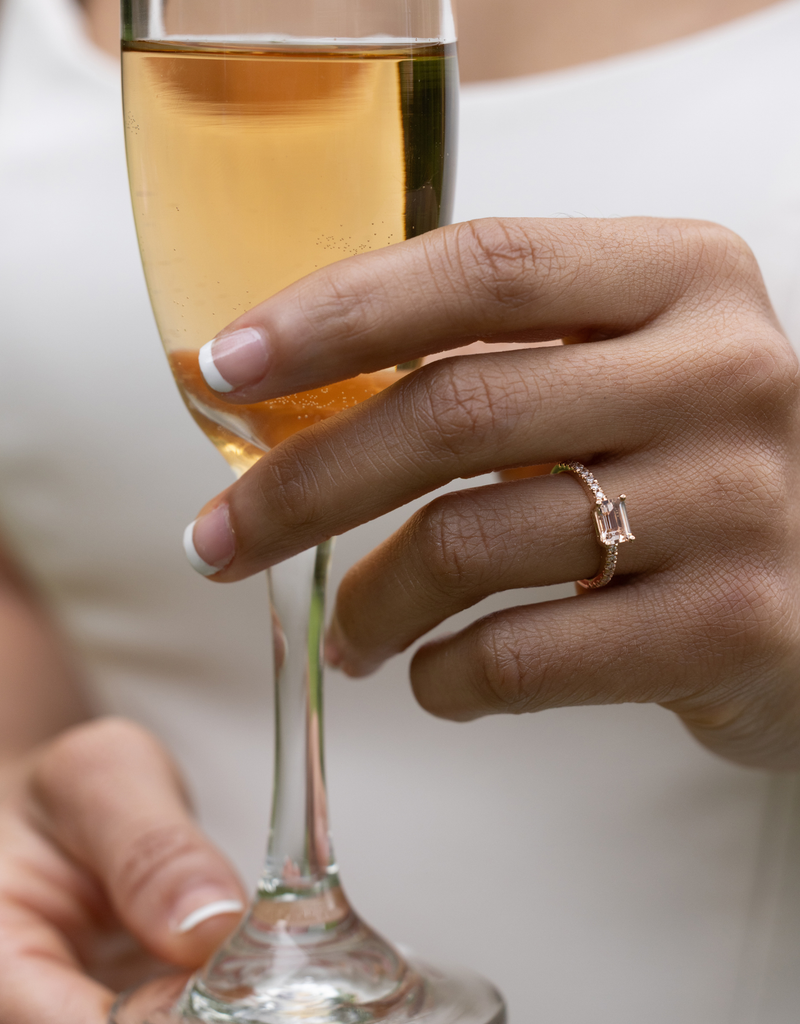 East-West Morganite with Diamond Pavé in Rose Gold