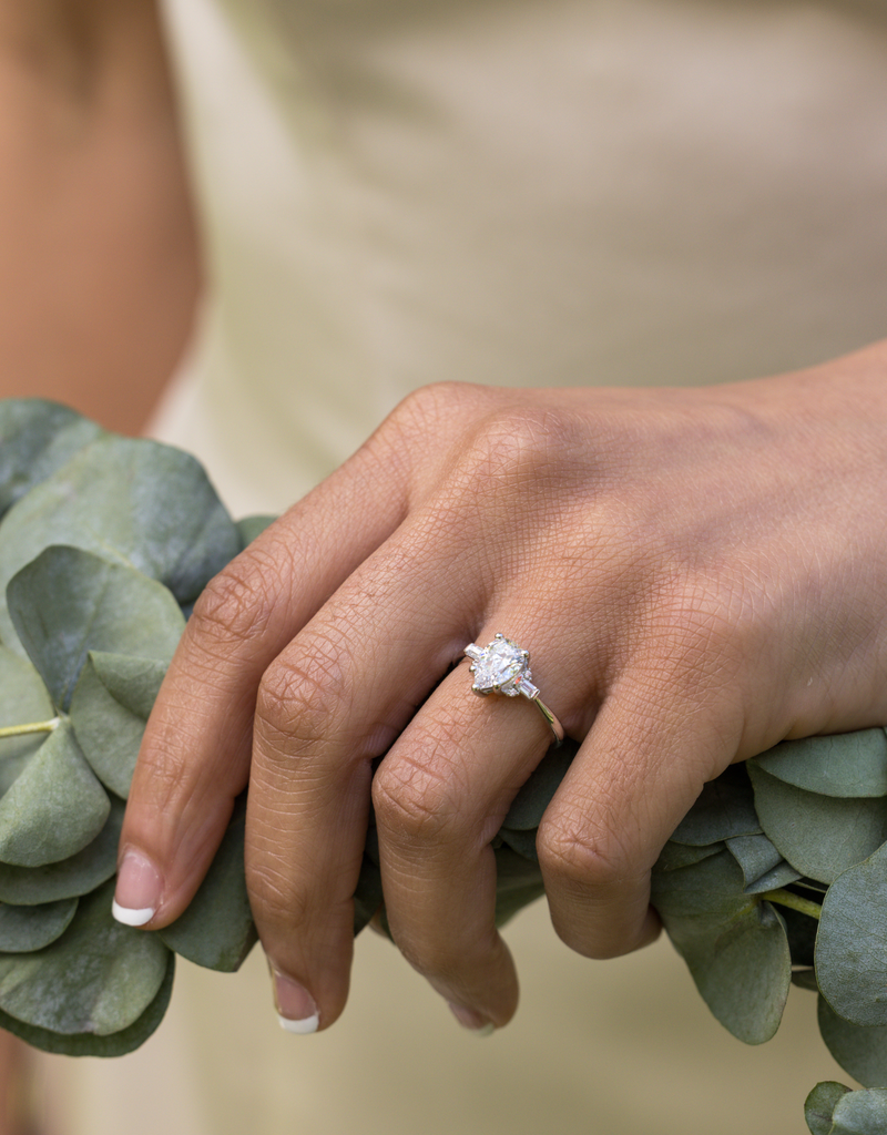 Pear Diamond with Art Deco Baguette Accents