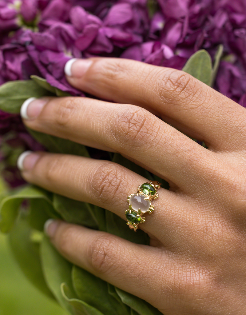 Moonstone & Green Tourmaline — Celestial Light Meets Living Green