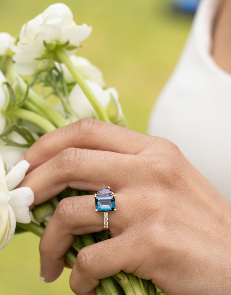 Alexandrite & London Blue Topaz, Toi et Moi