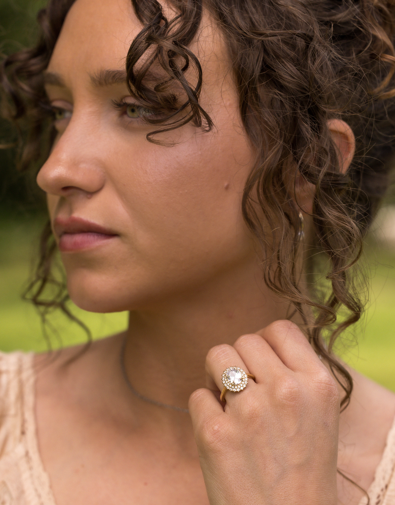 Oval Diamond with Vintage Double Halo