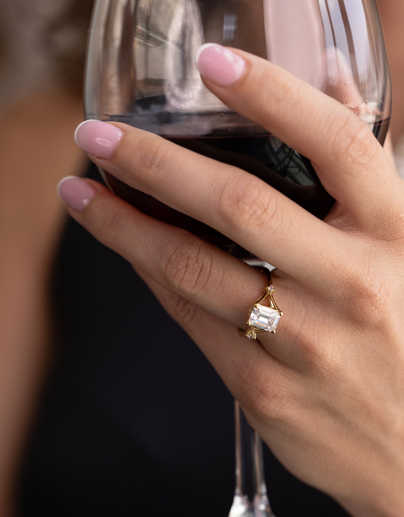 Emerald-Cut Diamond with Split Shank