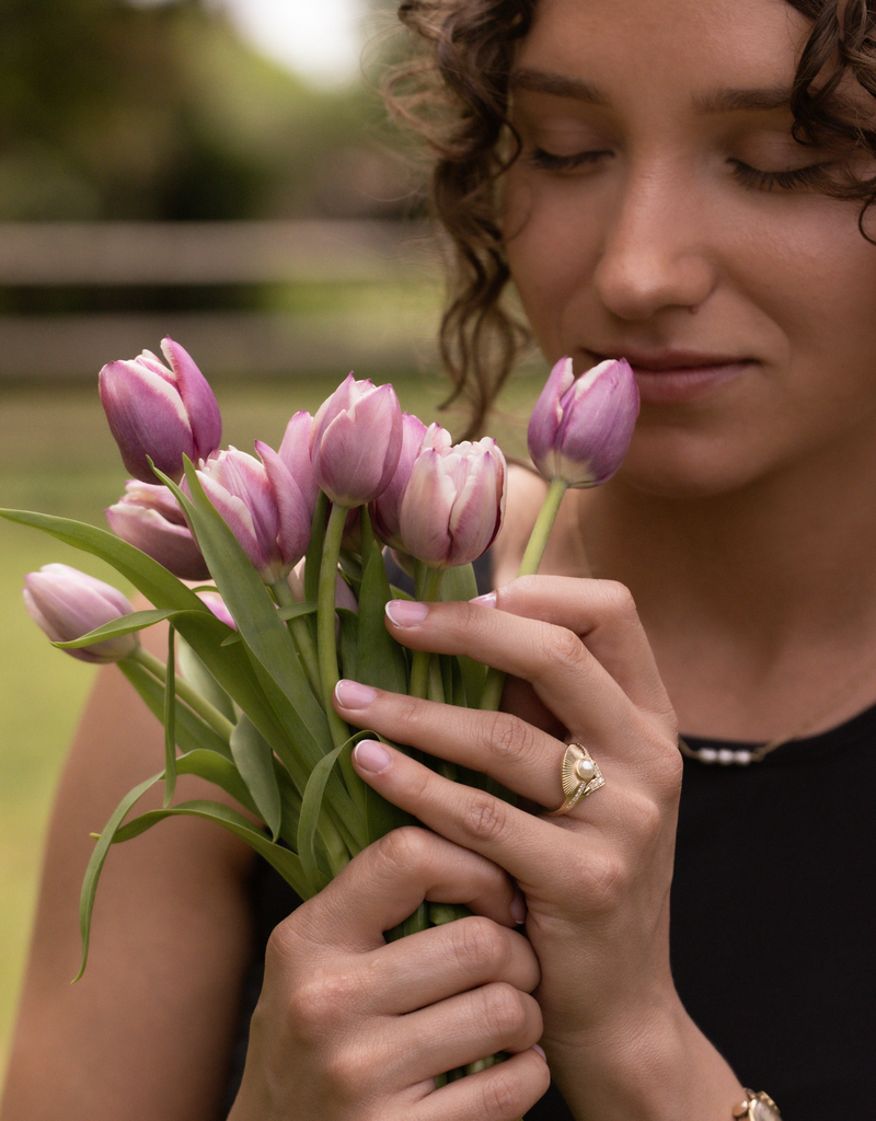Cultured Akoya Pearl with Art Deco Diamond Setting