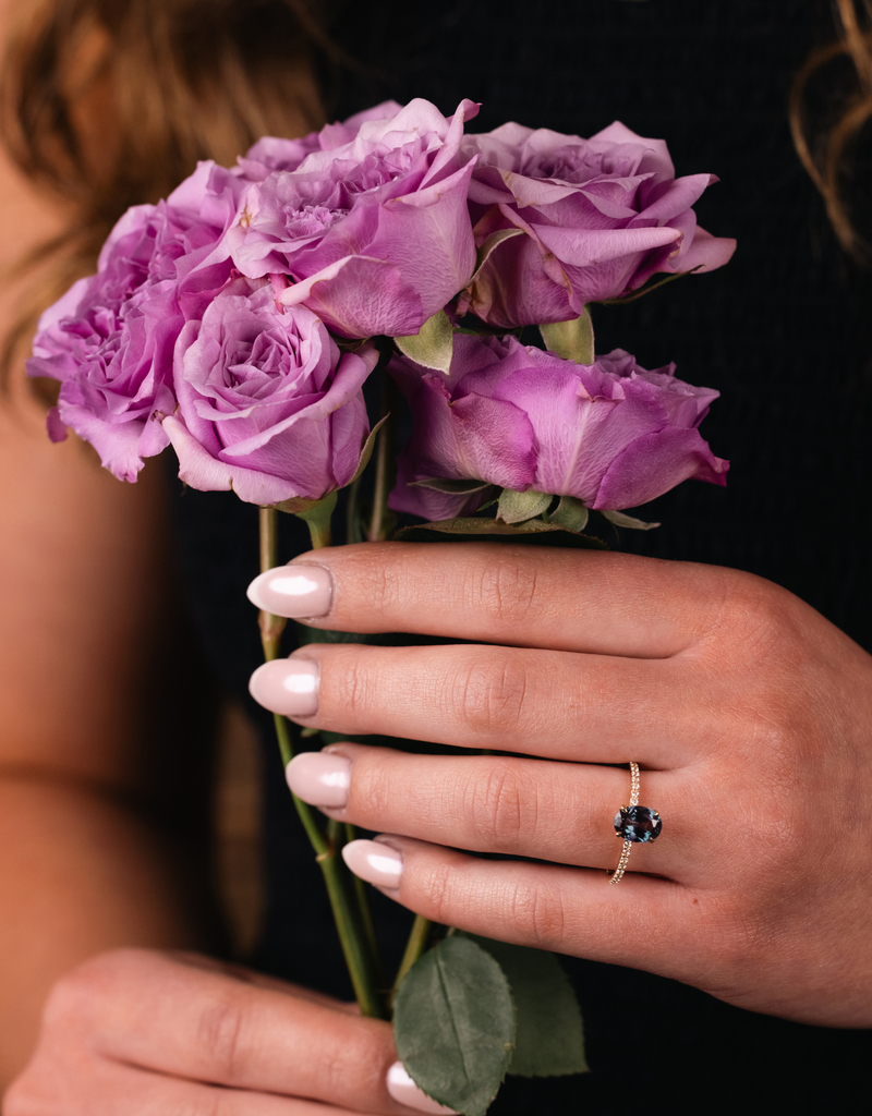 Oval Alexandrite with Pavé Diamond Setting