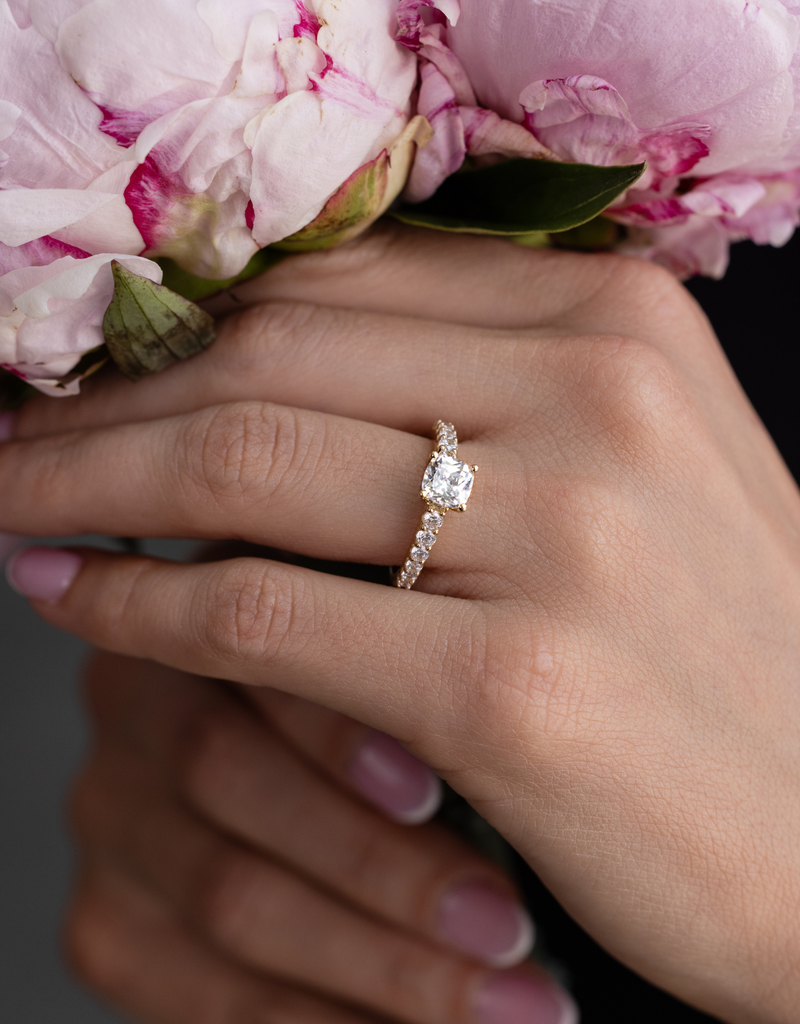 Cushion-Cut Diamond with Pavé Setting