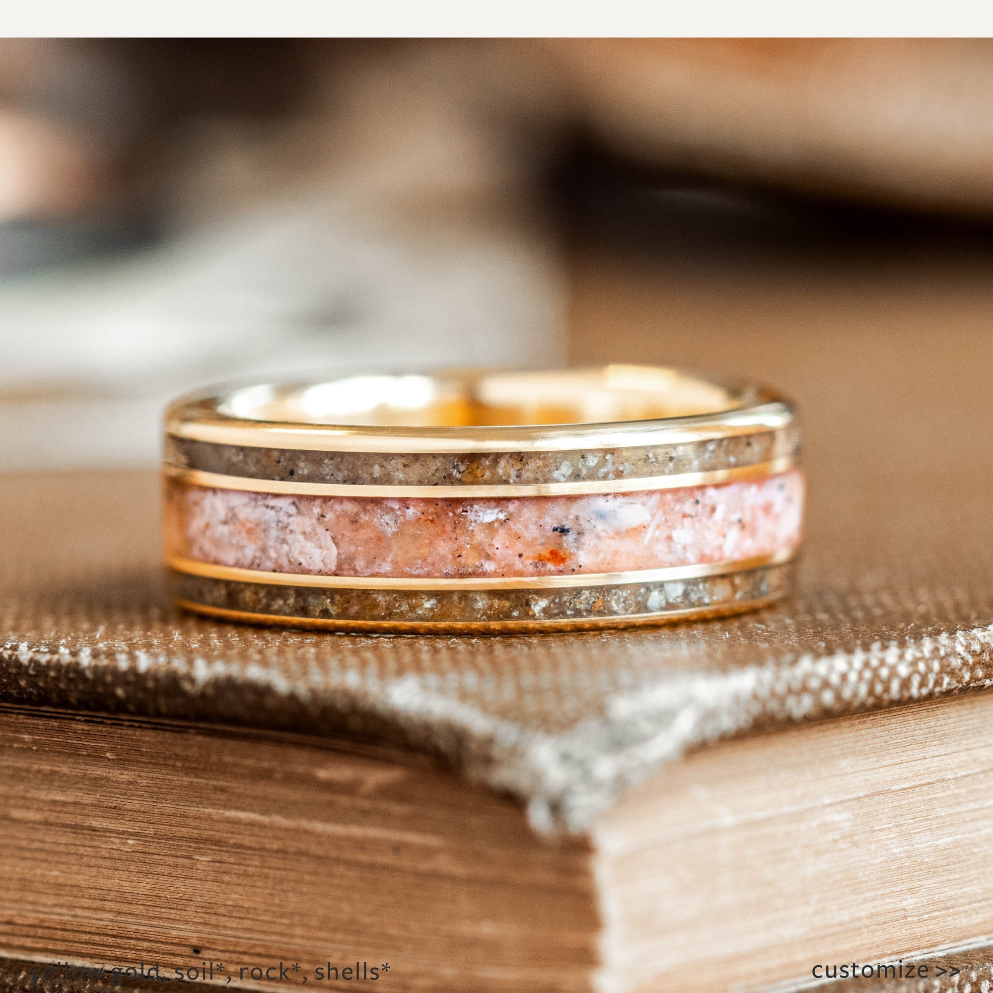 Custom Gold, Silver or Titanium Band - 3-Inlay Ring (Wide Center ...