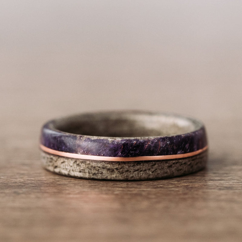     Fabled-Lass-Womens-Weathered-Maple-Wedding-Band-Center-14k-Rose-Gold-Sea-Lavender-Rustic-and-Main
