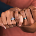 The Kassidy, Vesper & Odyssey | His & Hers Wedding Ring Set :: The Kassidy, Vesper & Odyssey | White Gold Wedding Set